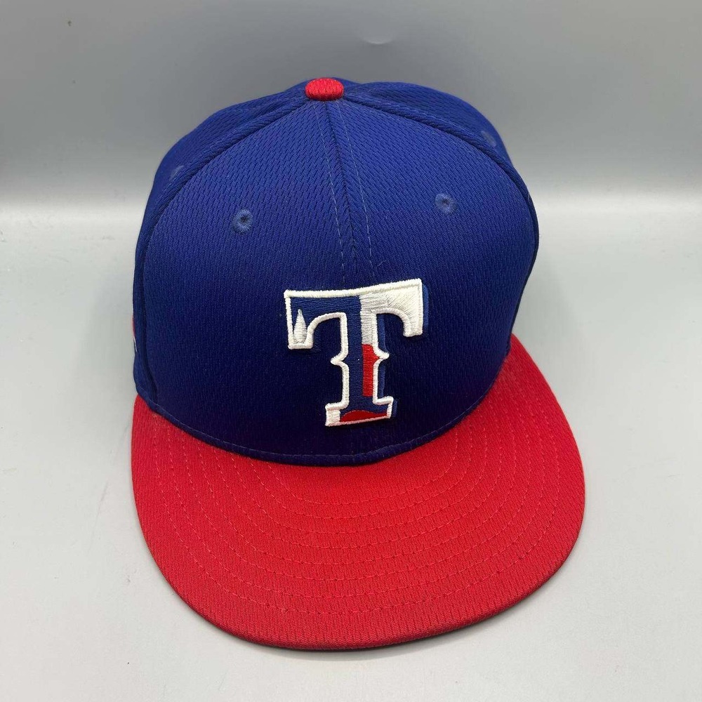 Texas Rangers MLB Hat Men 7 5/8 Blue Red 59Fifty New Era Fitted Cap